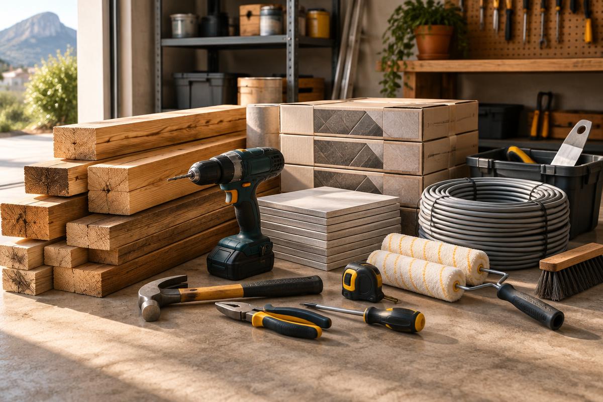 Surplus building materials and tools ready for sale